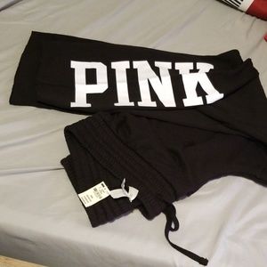 Size M Pink Black jogging pants with Pink in white
